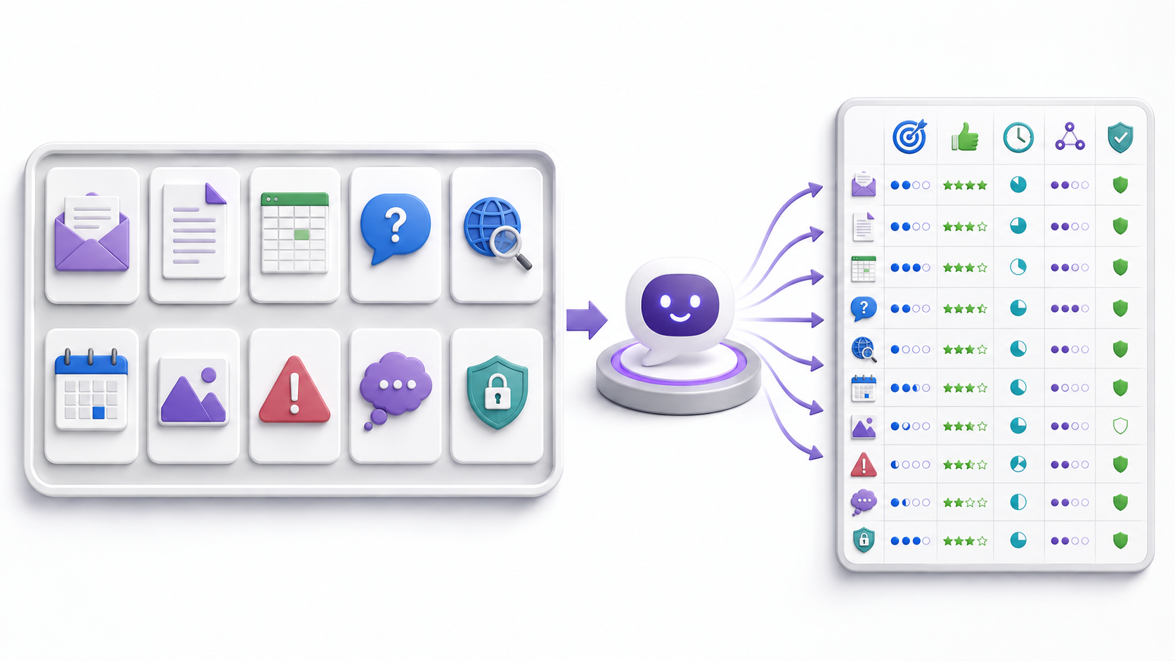 A practical AI test set containing realistic business tasks that are scored for accuracy, usefulness, editing time, consistency, and safety.