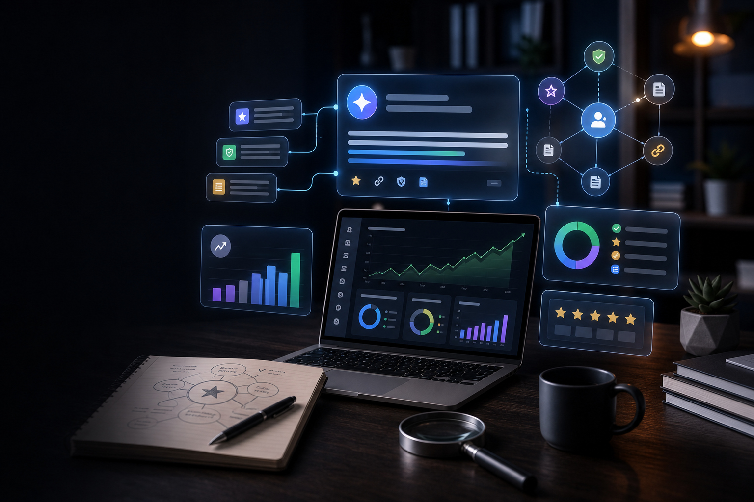 AI search visibility dashboard with citation and authority signals