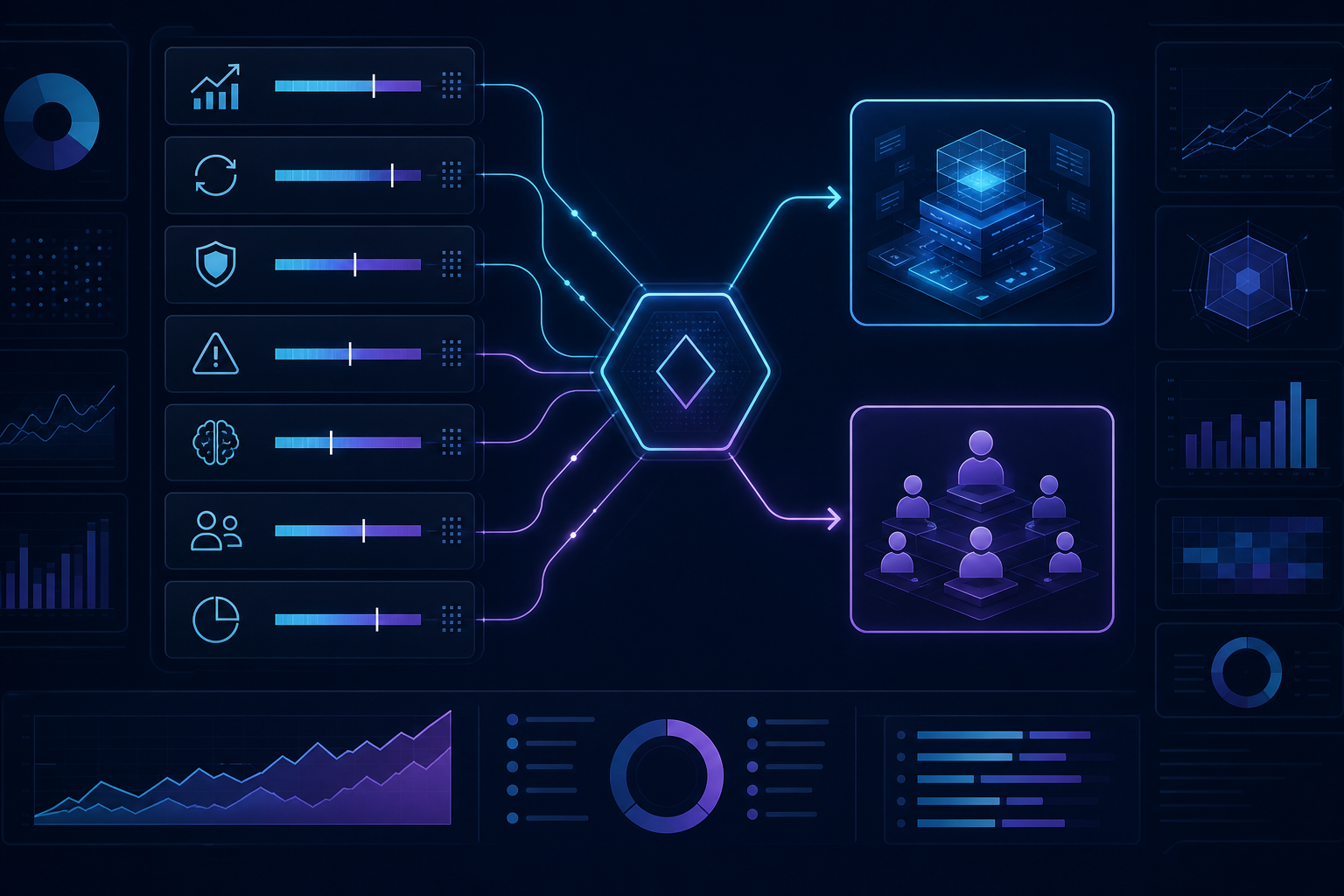 Business decision framework comparing AI automation with hiring employees