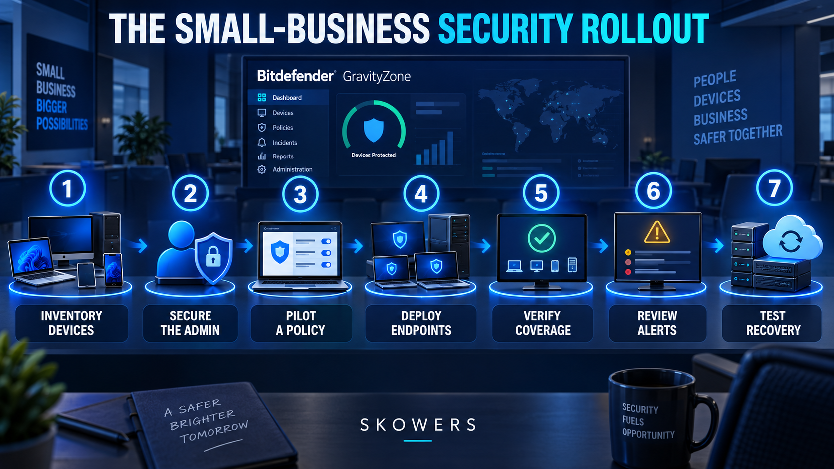 A practical Bitdefender rollout starts with a complete device inventory, secures administration, pilots a policy, verifies coverage, reviews alerts, and tests recovery.