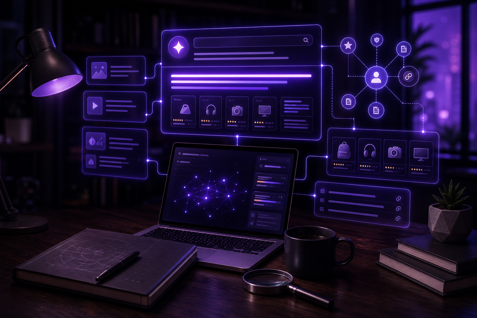AI search recommendation workspace with citation and answer-engine visibility panels