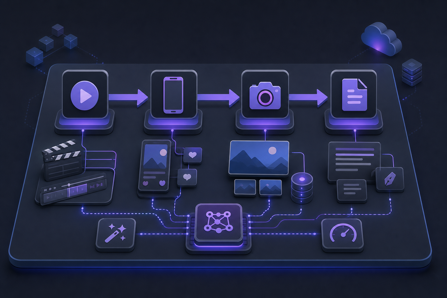Creator content pipeline connecting YouTube TikTok Instagram and blogging with AI systems