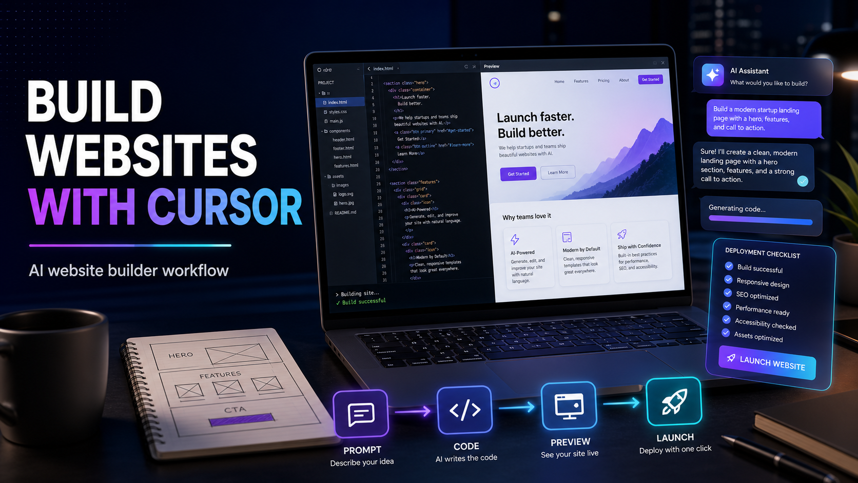 Is Cursor the Best AI Website Builder? How to Build Websites With AI From First Prompt to Launch. Alpha article cover image