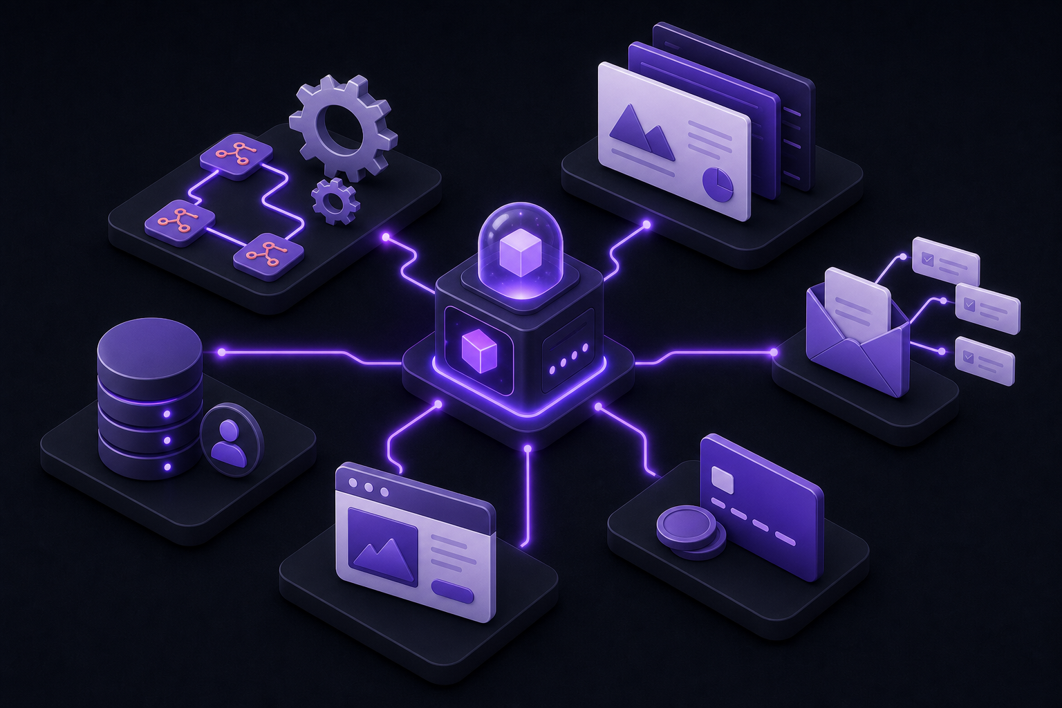 Micro-SaaS stack diagram connecting n8n automation, Gamma marketing assets, monitoring inputs, payments, and outbound growth