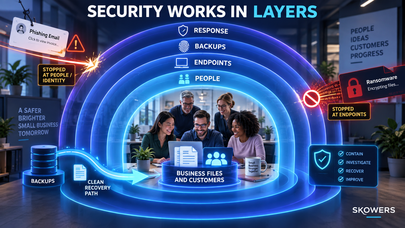 Endpoint protection is strongest when it works with trained people, protected identities, isolated backups, and a rehearsed incident response process.